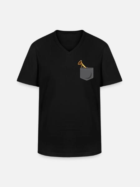 Poche trompettiste - T-shirt col V Homme - noir