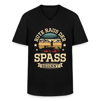 Lustiges Angel Fischer Angelrute Fischen Angeln - Männer-T-Shirt mit V-Ausschnitt - Schwarz - Vorne - AI Model Male 178 dark (178cm)