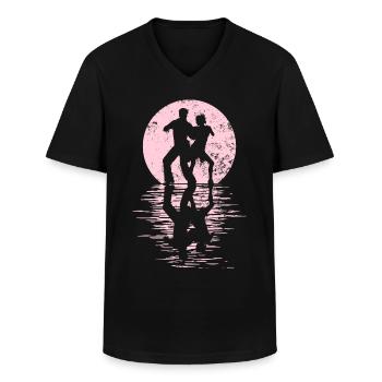 Dancers Dance Couple Dancing, Dance Rumba Fox Tango Salsa - Men's V-Neck T-Shirt - black - Front - AI Model Male 178 dark (178cm)