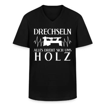 Drechseln Drechsler Drechselbank - Männer-T-Shirt mit V-Ausschnitt - Schwarz - Vorne - AI Model Male 178 dark (178cm)