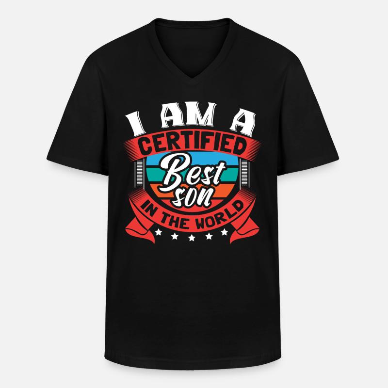 Sohn Mutter Junge - Männer-T-Shirt mit V-Ausschnitt - Schwarz