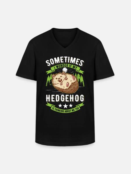 Igel Geschenk Stacheligel - Männer-T-Shirt mit V-Ausschnitt - Schwarz
