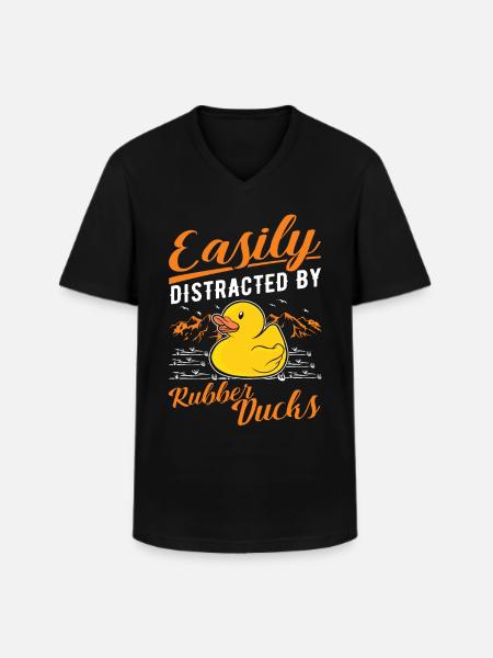 Let distraheret af Rubber Ducks Rubber Duck - Klassisk herre T-shirt med V-udskæring - sort