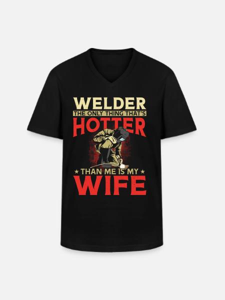 Welder Welding Husband Wife - Men's V-Neck T-Shirt - black
