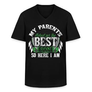 Best son sons - Men's V-Neck T-Shirt - black - Front - AI Model Male 178 dark (178cm)