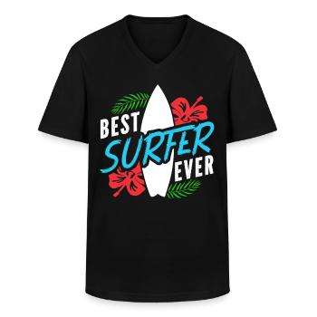 Meilleur surfeur de tous les temps Surfer Surf - T-shirt col V Homme - noir - Devant - AI Model Male 178 dark (178cm)