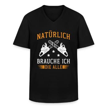 Waldarbeiter Kettensäge Herren Holzfäller für - Männer-T-Shirt mit V-Ausschnitt - Schwarz - Vorne - AI Model Male 178 dark (178cm)