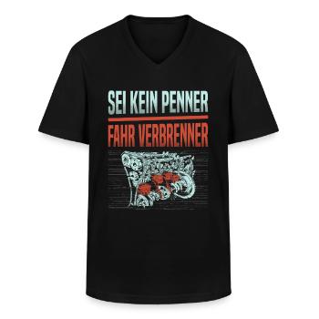 Verbrenner Diesel Hubraum E-Auto Gegner Auto - Männer-T-Shirt mit V-Ausschnitt - Schwarz - Vorne - AI Model Male 178 dark (178cm)