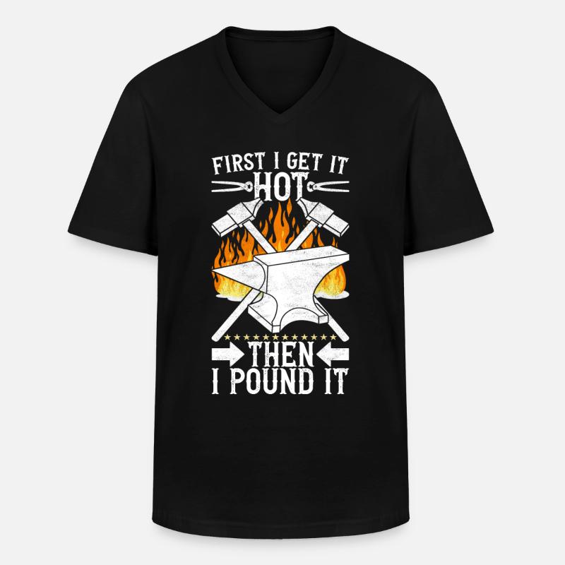 Blacksmith Forging Anvil - Men's V-Neck T-Shirt - black