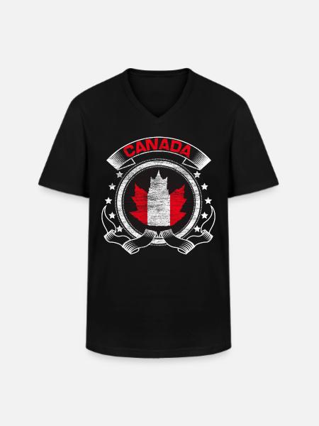 Canada Maple - Men's V-Neck T-Shirt - black