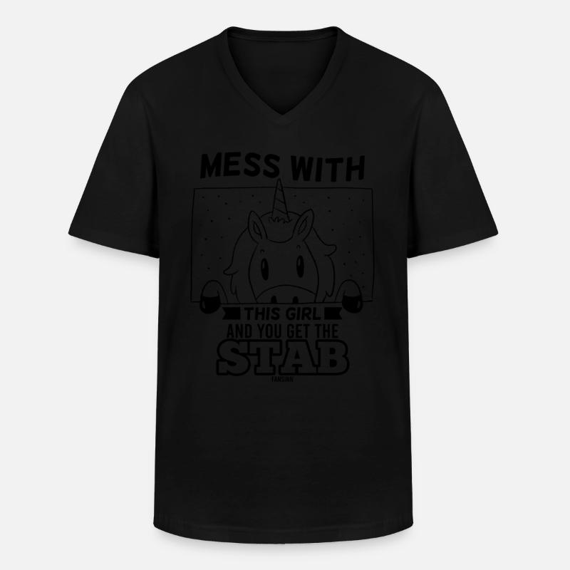 Mädchen Frau Einhorn Spruch - Männer-T-Shirt mit V-Ausschnitt - Schwarz