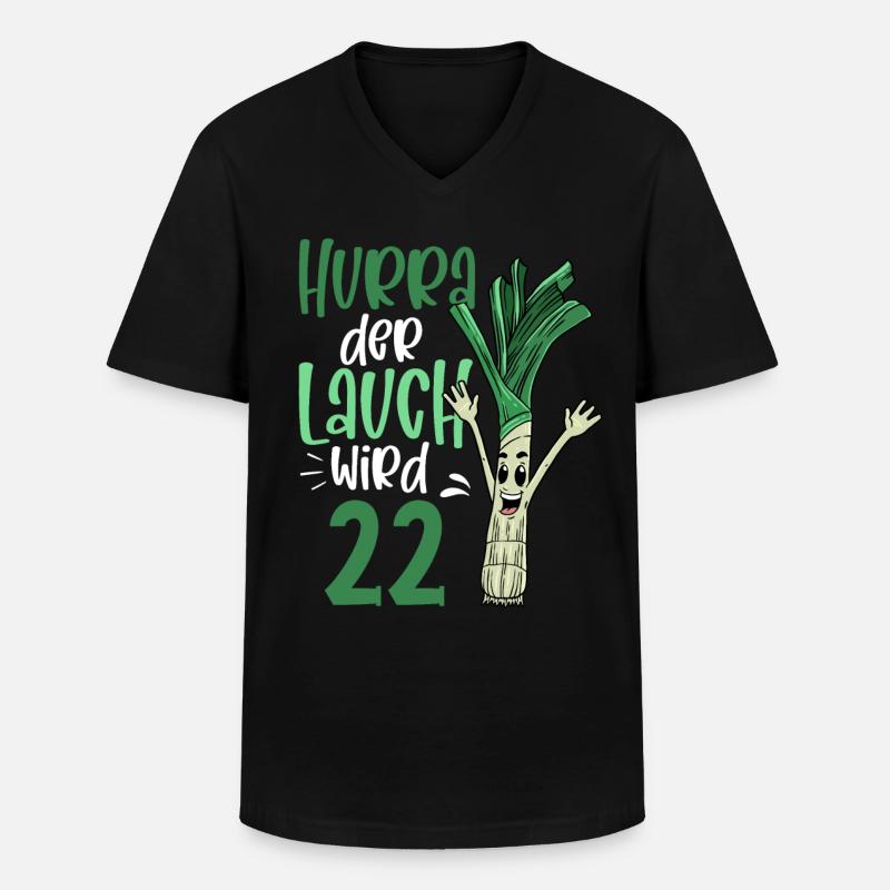 Hurra der Lauch wird 22 - Männer-T-Shirt mit V-Ausschnitt - Schwarz