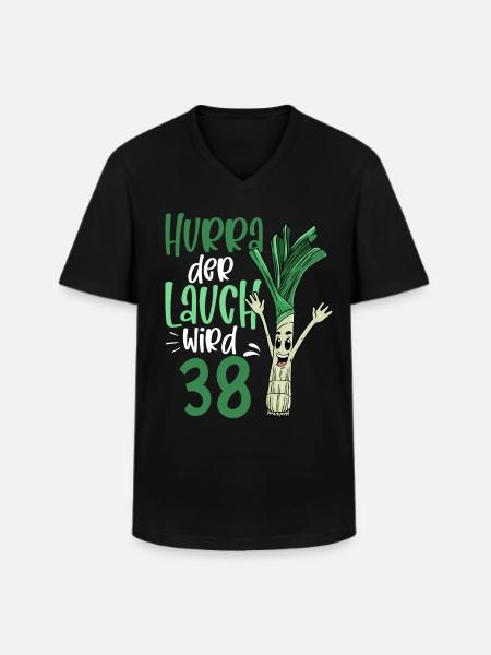 Hurra der Lauch wird 38 - Männer-T-Shirt mit V-Ausschnitt - Schwarz
