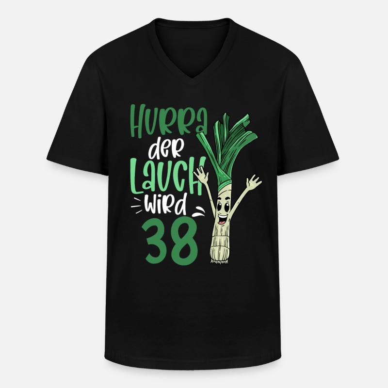 Hurra der Lauch wird 38 - Männer-T-Shirt mit V-Ausschnitt - Schwarz