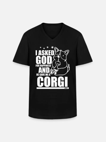 Corgi - Men's V-Neck T-Shirt - black