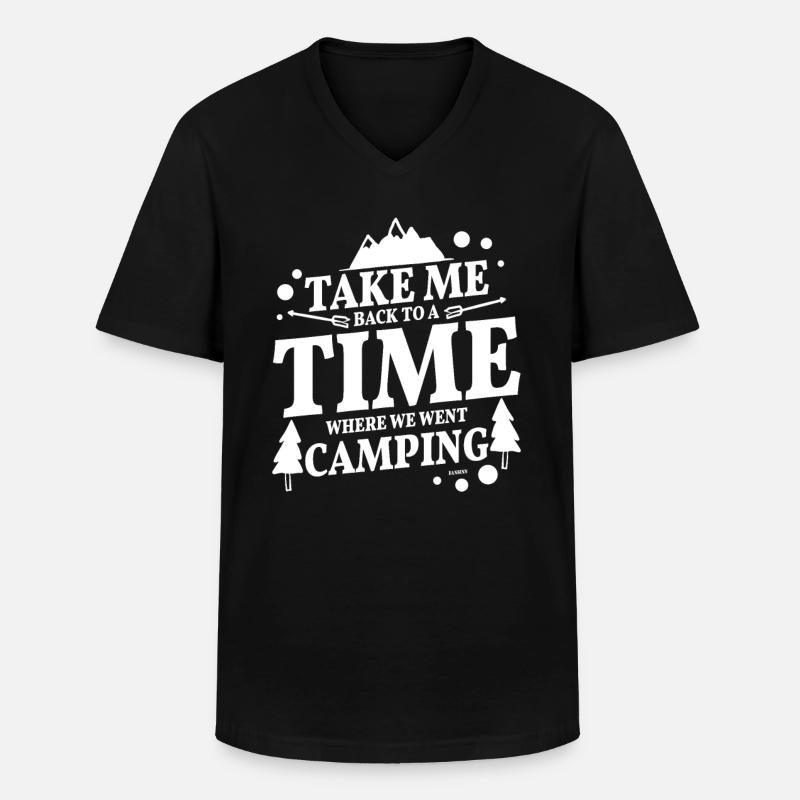 Slogan de camping cool - T-shirt col V Homme - noir