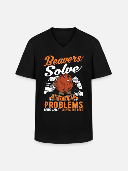 Beaver Gift Beaver Dam - T-shirt col V Homme - noir
