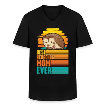 Best Hedgehog Mom Ever Igel Mama Stacheligel - Männer-T-Shirt mit V-Ausschnitt - Schwarz - Vorne - AI Model Male 178 dark (178cm)