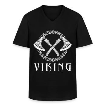 Wikinger Axt Krieger Walhalla Warriors Mythologie - Männer-T-Shirt mit V-Ausschnitt - Schwarz - Vorne - AI Model Male 178 dark (178cm)
