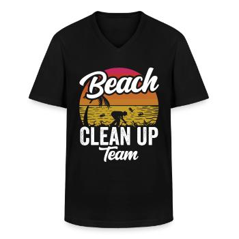 Beach Clean Up Team Beach Cleaning Beach - Men's V-Neck T-Shirt - black - Front - AI Model Male 178 dark (178cm)