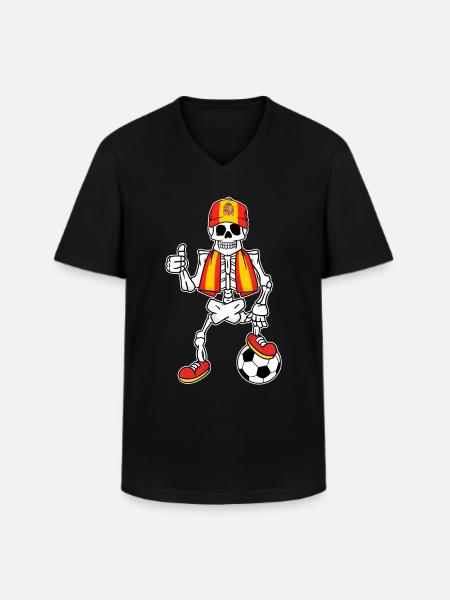 Skeleton Fußballfan Spanien - Männer-T-Shirt mit V-Ausschnitt - Schwarz