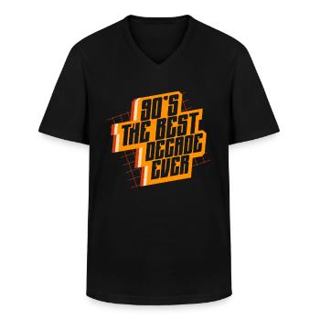 90s The best decade ever nineties - Men's V-Neck T-Shirt - black - Front - AI Model Male 178 dark (178cm)