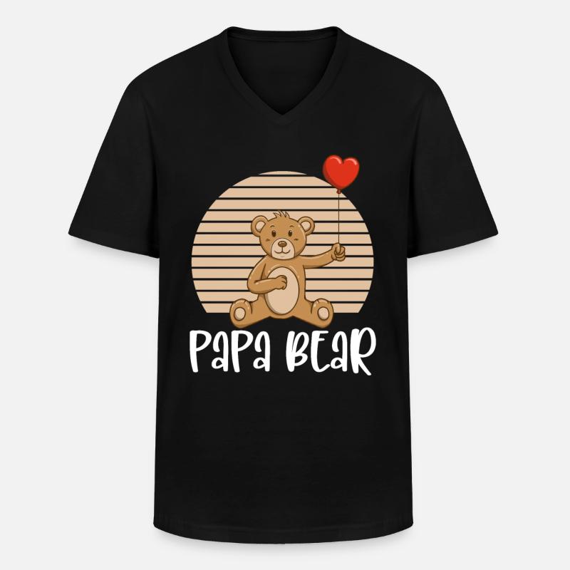 Papa Bear - Männer-T-Shirt mit V-Ausschnitt - Schwarz