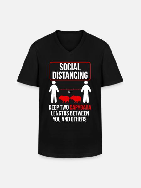 Social distancing Funny capybara - Men's V-Neck T-Shirt - black