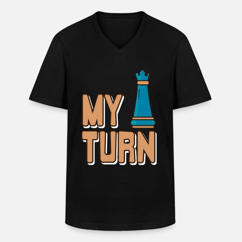Schach - My turn - Männer-T-Shirt mit V-Ausschnitt - Schwarz