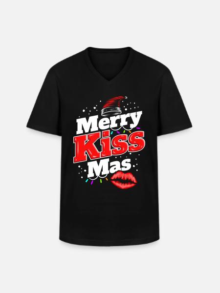 Joyeux baiser à Noël - T-shirt col V Homme - noir