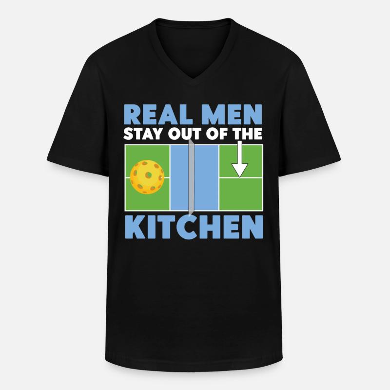 Pickleball Dad Father Real Men - Männer-T-Shirt mit V-Ausschnitt - Schwarz