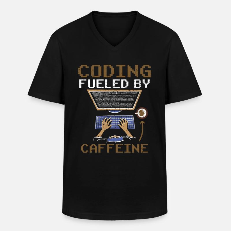 Programming powered by caffeine coding - Men's V-Neck T-Shirt - black