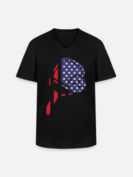 Pickleball Paddle American Flag - Men's V-Neck T-Shirt - black