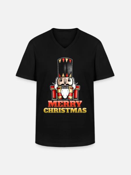 Nutcracker Merry Christmas - Men's V-Neck T-Shirt - black