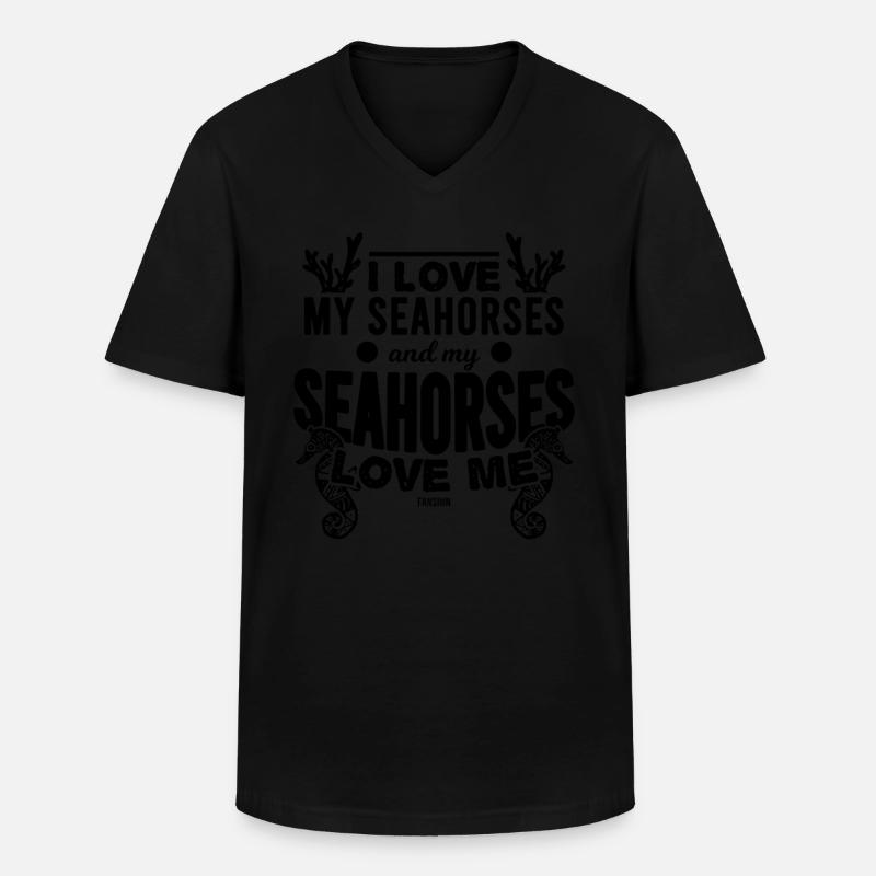 Ich liebe Seepferdchen - Männer-T-Shirt mit V-Ausschnitt - Schwarz