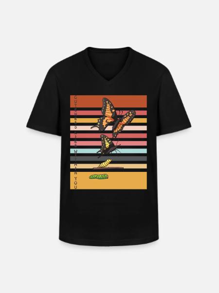 Papillons mignons Evolution Papillons - T-shirt col V Homme - noir