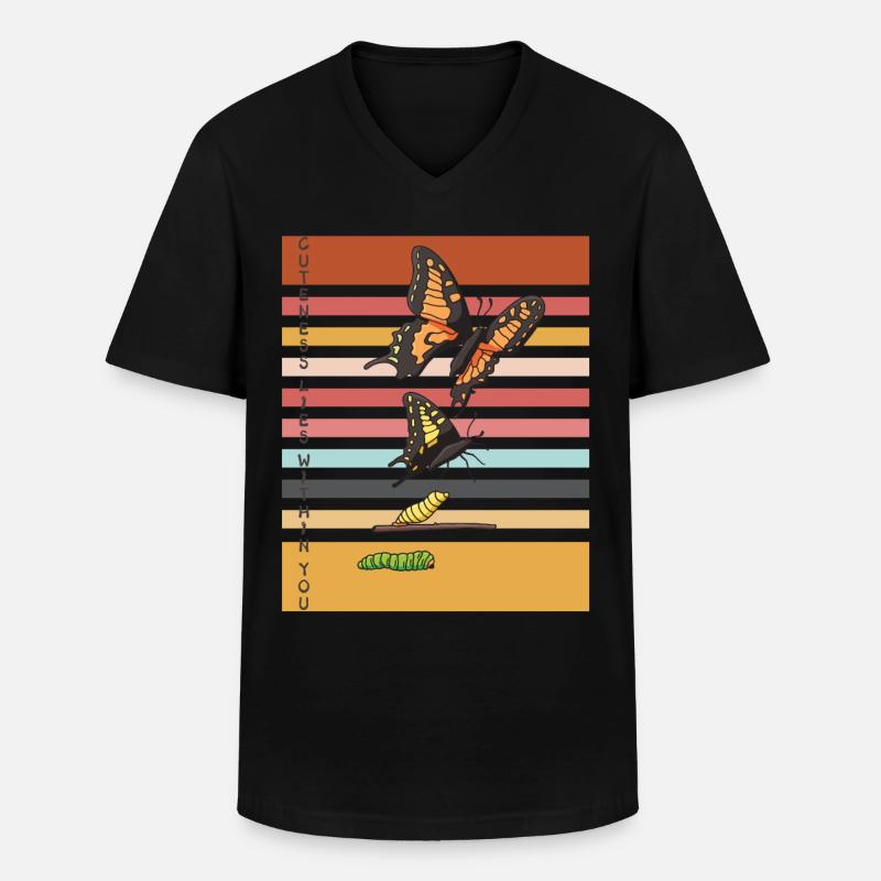 Cute Butterfly Evolution Butterflies - Men's V-Neck T-Shirt - black