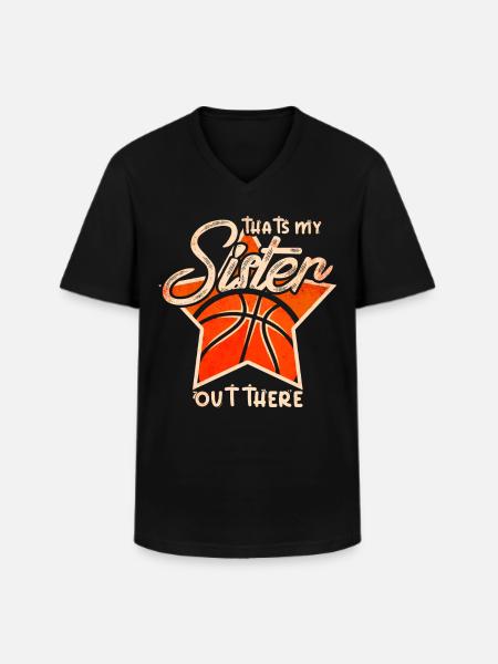 Basketbal Zus Basketballer Meisje - Klassiek mannen T-shirt met V-hals - zwart