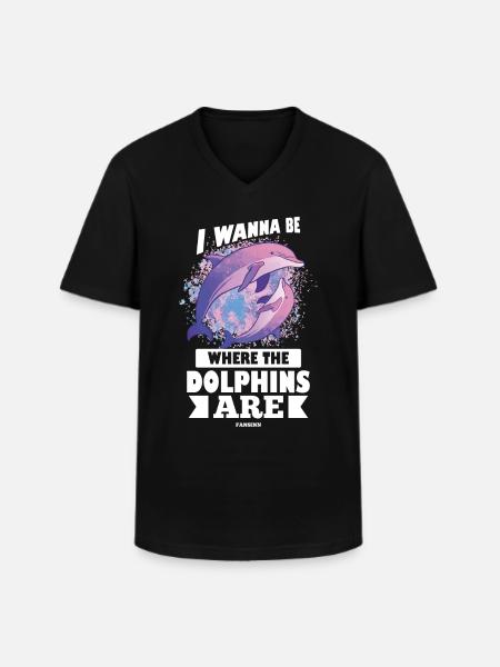 Delfin - Männer-T-Shirt mit V-Ausschnitt - Schwarz