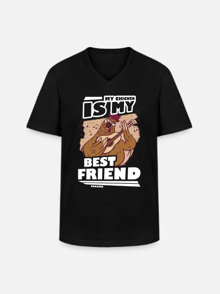 Huhn - Männer-T-Shirt mit V-Ausschnitt - Schwarz