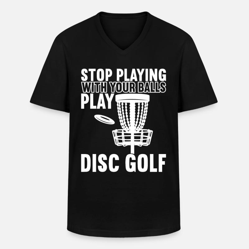 Disc Golf Discgolfspieler - Männer-T-Shirt mit V-Ausschnitt - Schwarz