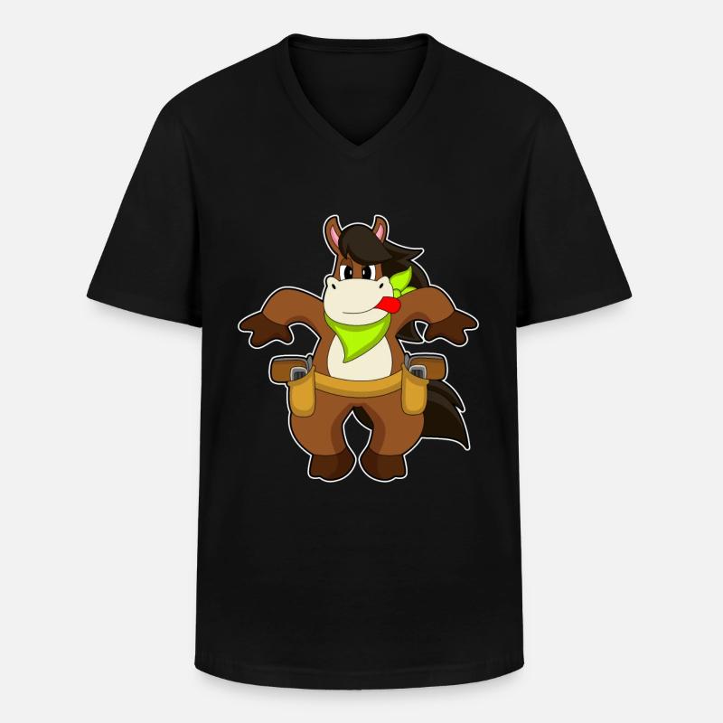Pferd Cowboy Pistole - Männer-T-Shirt mit V-Ausschnitt - Schwarz