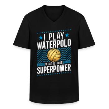 Water Polo Vintage I Play Water - Men's V-Neck T-Shirt - black - Front - AI Model Male 178 dark (178cm)