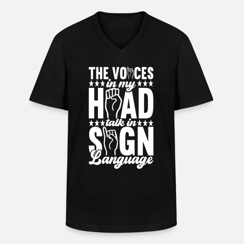 Taub Taubstumm Deaf - Männer-T-Shirt mit V-Ausschnitt - Schwarz