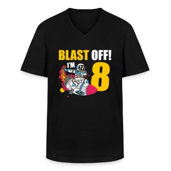 Ich Bin 8 Astronaut Lover Spaceship Happy Birthday - Männer-T-Shirt mit V-Ausschnitt - Schwarz - Vorne - AI Model Male 178 dark (178cm)