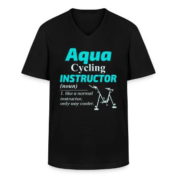 Aqua Cycling Swimming Pool Fitness Training Coach - Men's V-Neck T-Shirt - black - Front - AI Model Male 178 dark (178cm)
