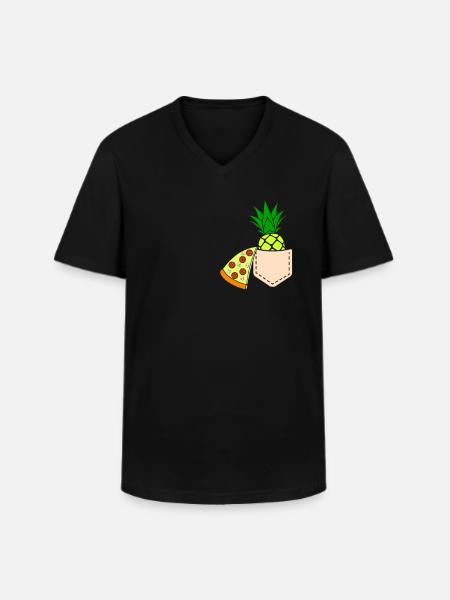Pizza Pineapple - Men's V-Neck T-Shirt - black