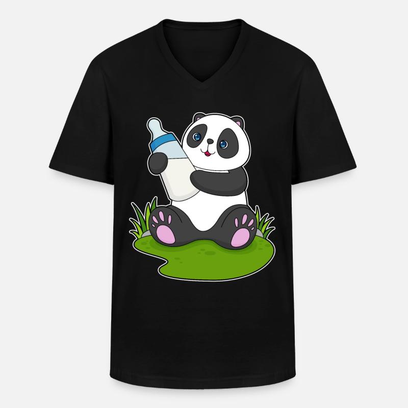Bouteille de lait Panda - T-shirt col V Homme - noir