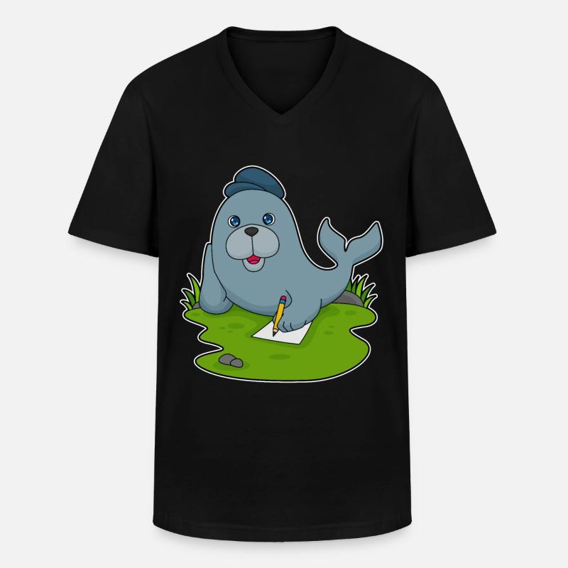 Papier crayon scellé - T-shirt col V Homme - noir