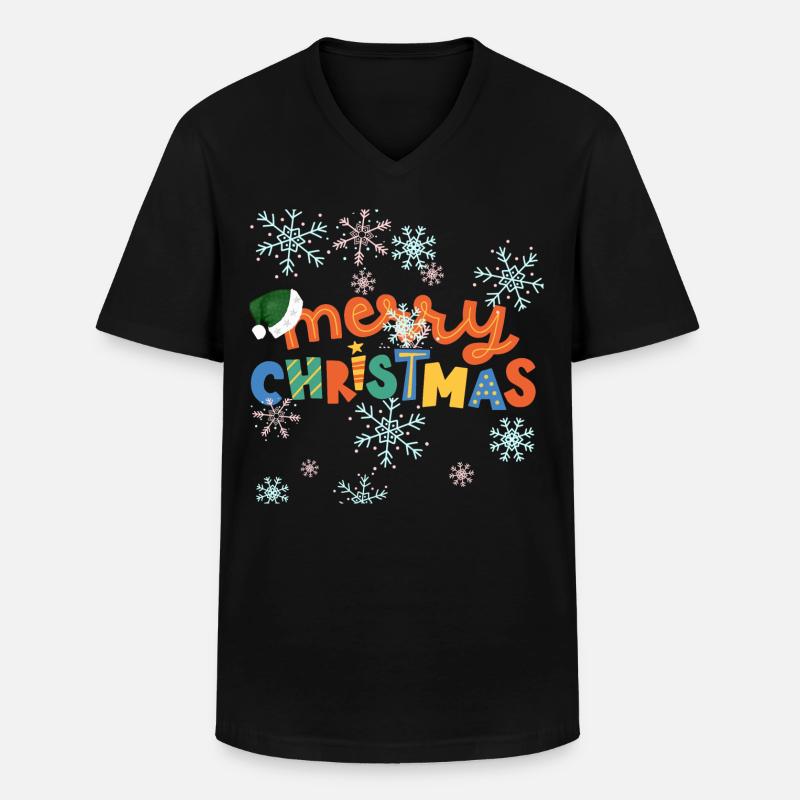 Frohe Weihnachten - Männer-T-Shirt mit V-Ausschnitt - Schwarz